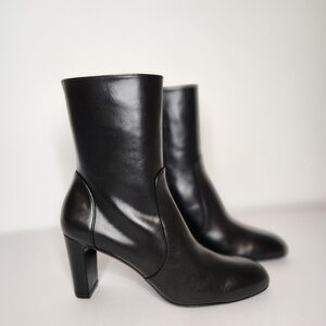 Stuart Weitzman Black Leather Heeled Boots